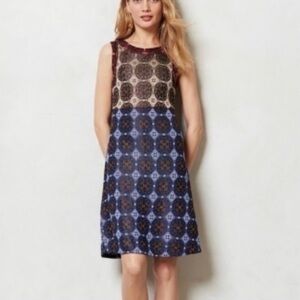 Cecilia Prado Anthropologie Metallic Knit Dress Sleeveless Mini Geometric: Med